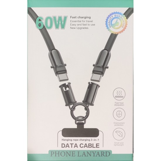 Καλώδιο USB-C σε USB-C 60W με Λειτουργία Lanyard (Κορδόνι Λαιμού)