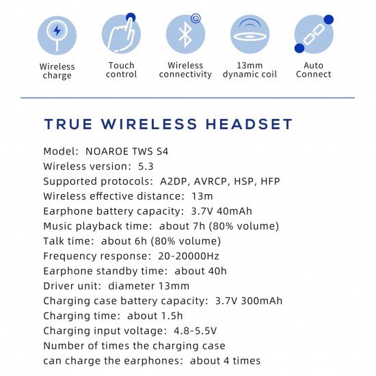 NOAROE TWS S4 TRUE WIRELESS STEREO EARBUDS