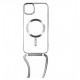IPHONE 15 PRO BACKCASE MAGSAFE METAL SILVER TRANSPARENT STRAP CORD