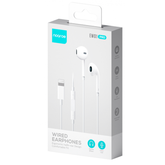 Aκουστικά με καλώδιο noaroe EW01 Pro με βύσμα lightning λευκό