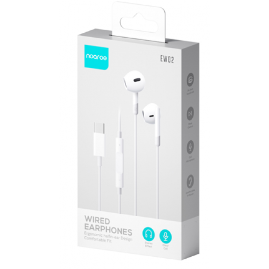 Ακουστικά με καλώδιο noaroe EW02 με βύσμα Type-C Λευκά