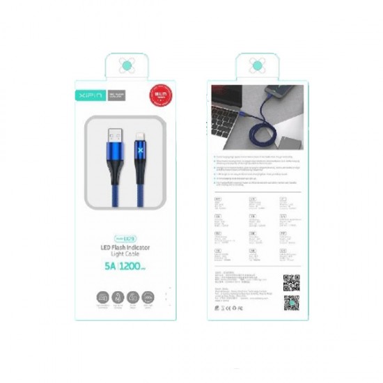 ΚΑΛΩΔΙΟ XIPIN FAST CHARGE LIGHTNING CABLE LX29 BLUE BLACK