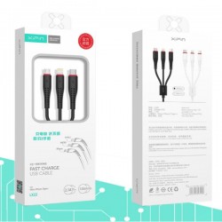 ΚΑΛΩΔΙΟ FAST CHARGE USB CABLE  LX22 120CM TYPE-S/MICRO/LIGHTING  BLACK