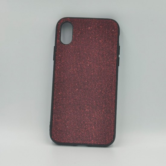 ΘΗΚΗ IPHONE X BACKCASE FABRIC STRASS BORDEAUX