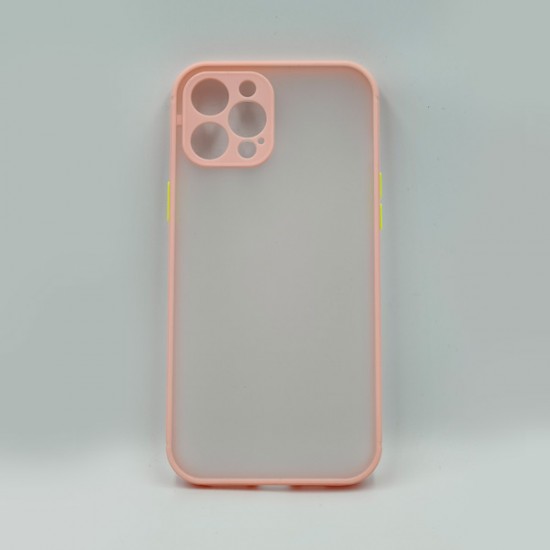 ΘΗΚΗ IPHONE 12 PRO MAX BACKCASE DARK TRANSPARENT WITH CAM PROTECTION PINK