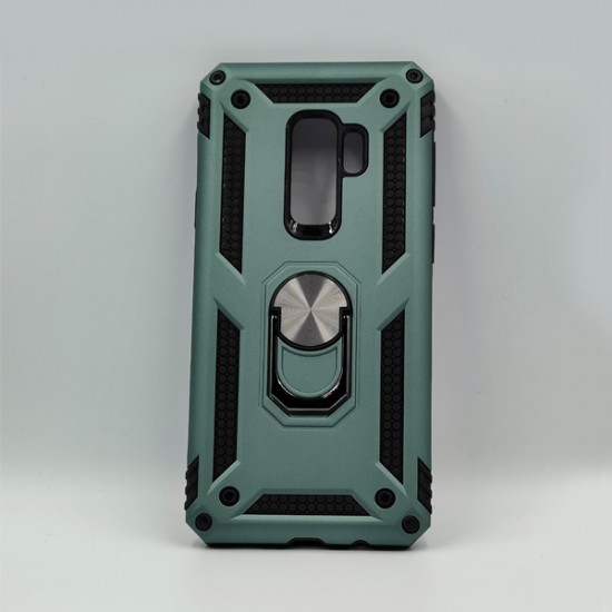 ΘΗΚΗ S9 PLUS BACKCASE ARMORED WITH RING GREEN