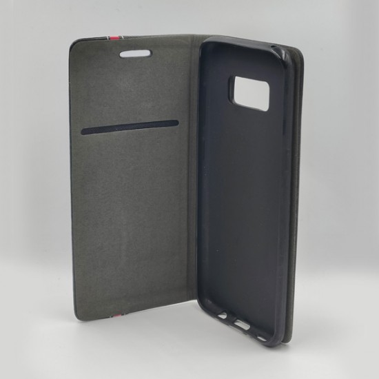 ΘΗΚΗ GALAXY S8 BOOKCASE LUXURY BUSINESS LEATHER FLIP BLACK