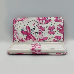 ΘΗΚΗ GALAXY A40 BOOKCASE WHITE CAT PINK BOWTIES STRASS