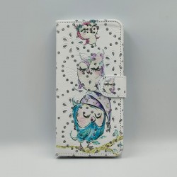 ΘΗΚΗ GALAXY A50 BOOKCASE OWLS STRASS WHITE