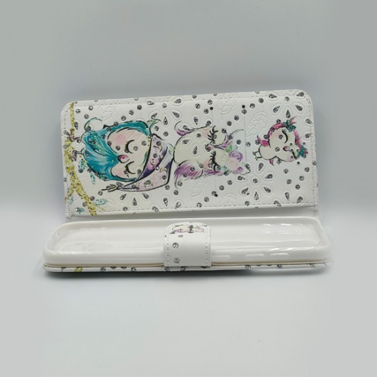 ΘΗΚΗ GALAXY A50 BOOKCASE OWLS STRASS WHITE
