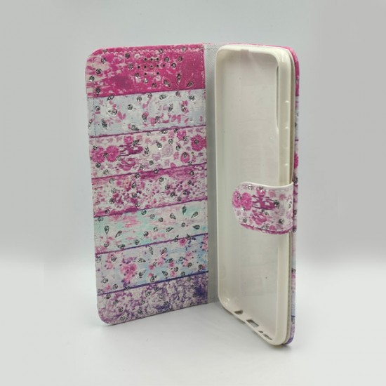 ΘΗΚΗ GALAXY A50 BOOKCASE ROSE STRASS